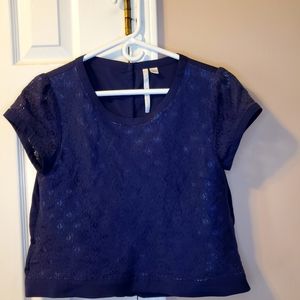 LC Lauren Conrad Navy Bow Blouse MEDIUM
